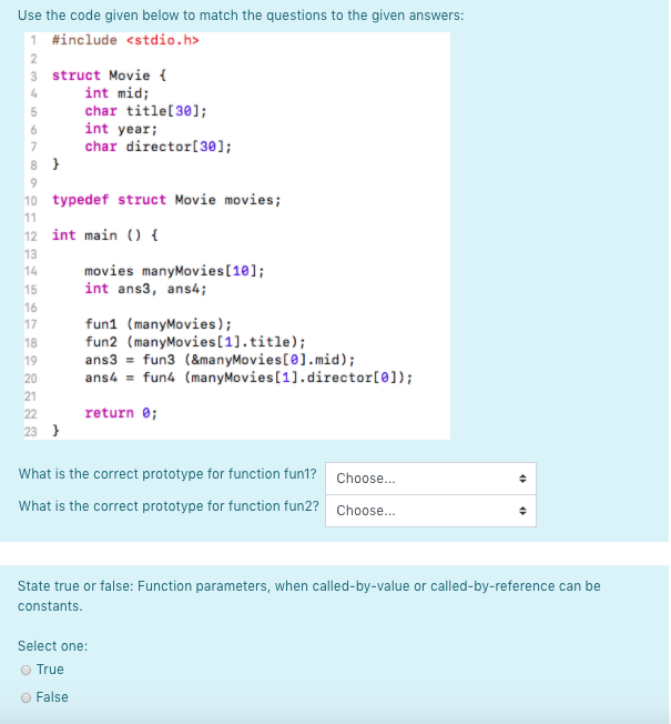 Solved Use the code given below to match the questions to | Chegg.com