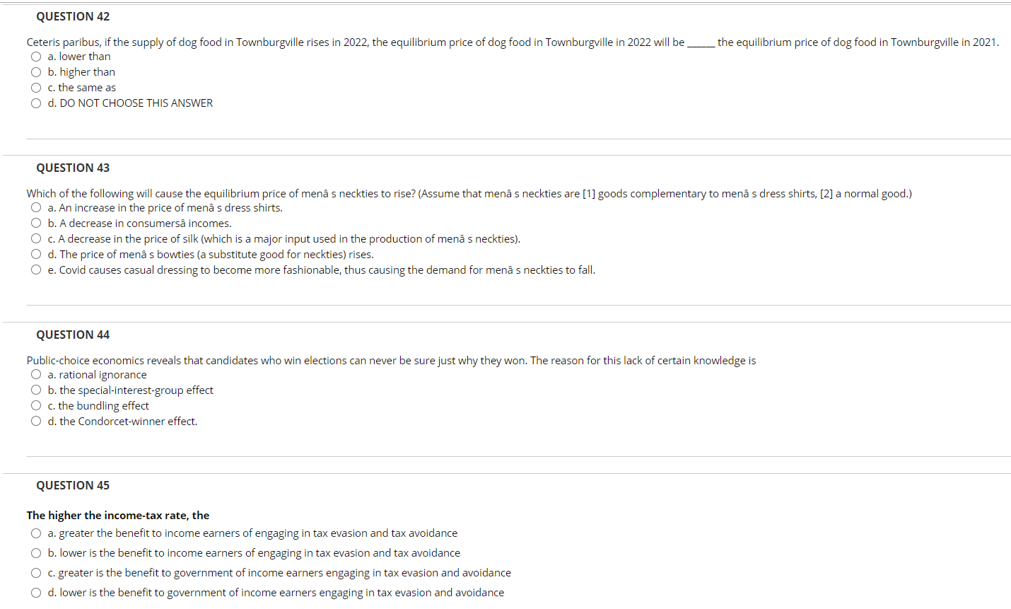 Solved QUESTION 42 the equilibrium price of dog food in