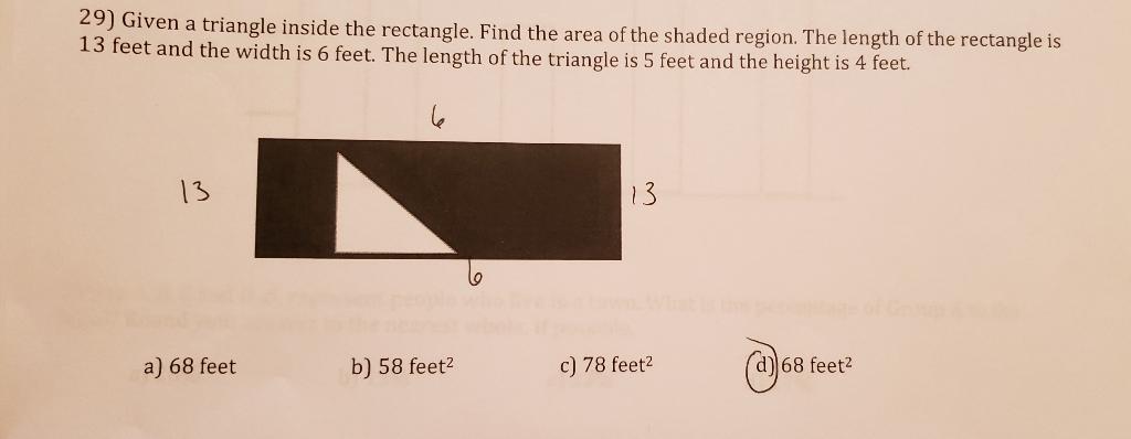 how to find area of triangle inside rectangle