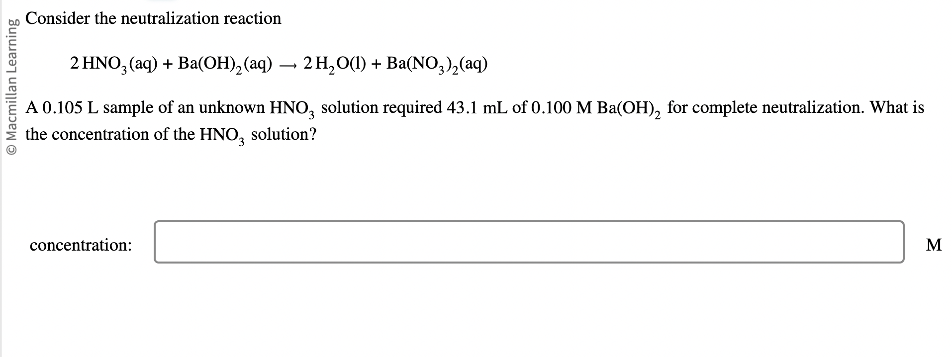 Solved Consider The Neutralization Reaction | Chegg.com