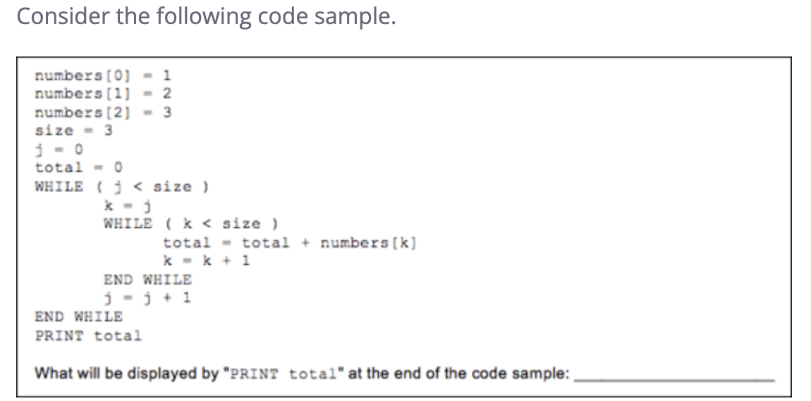 Solved Consider the following code sample. numbers [0]=1 | Chegg.com