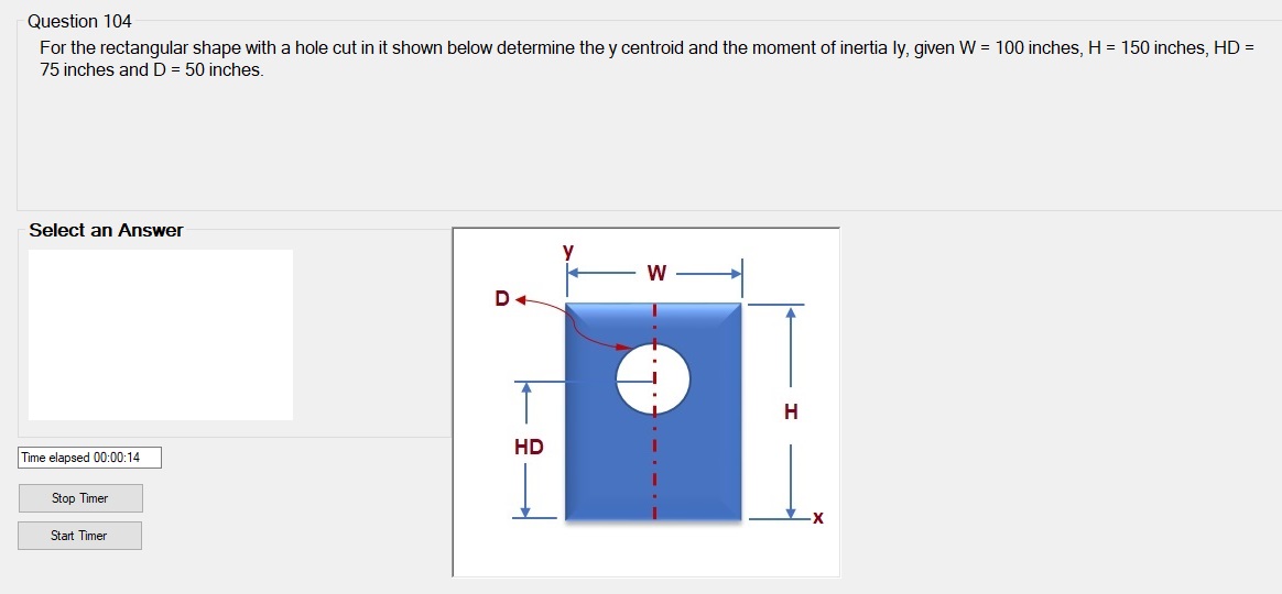 Solved Question 104For the rectangular shape with a hole cut | Chegg.com
