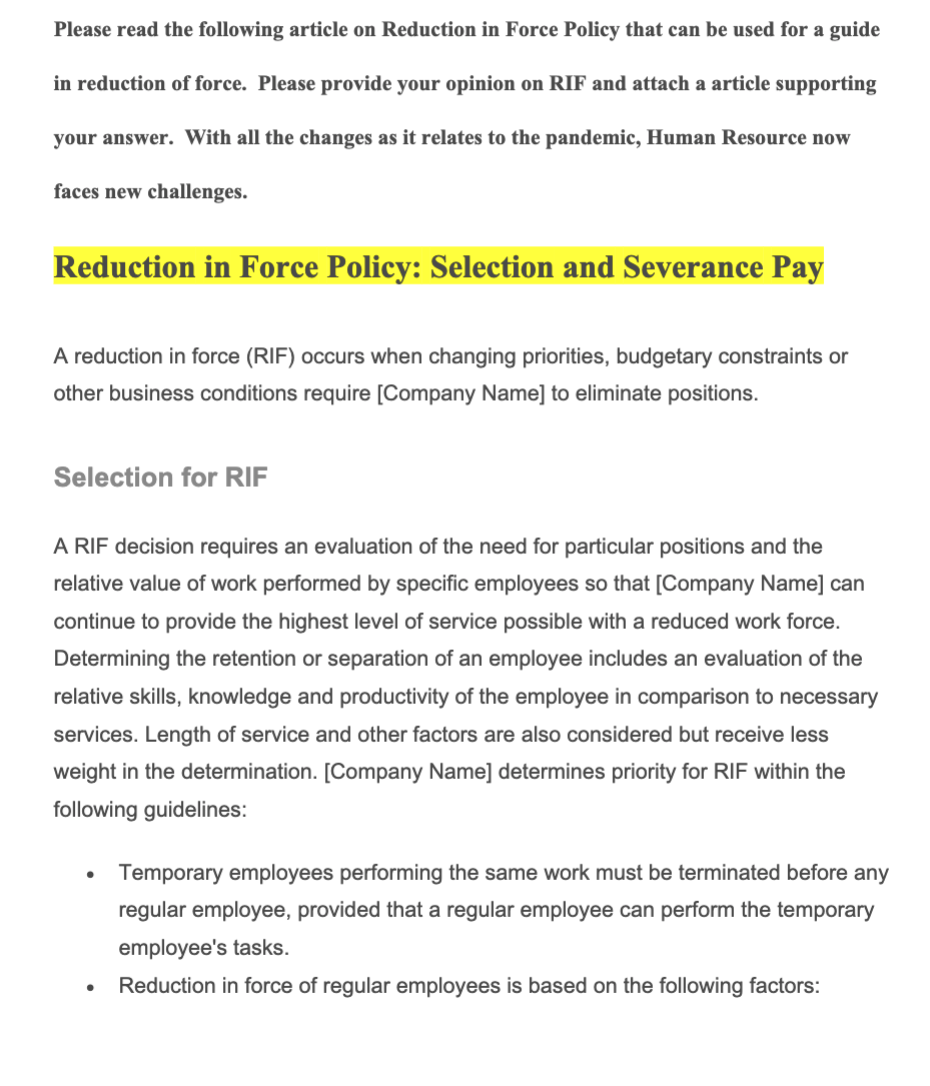 Solved Please read the following article on Reduction in | Chegg.com