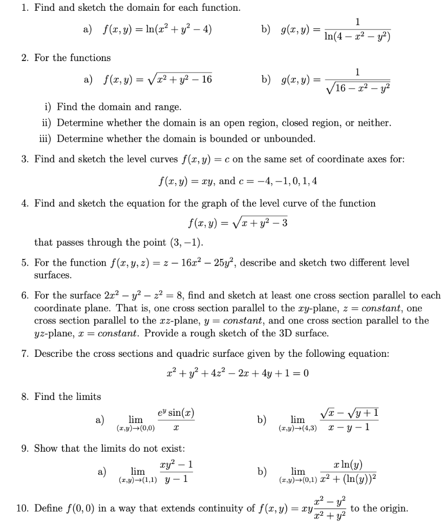 Solved 1 Find And Sketch The Domain For Each Function A