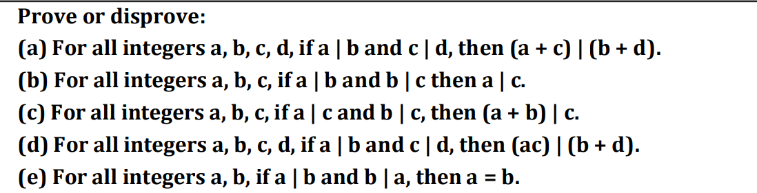 Solved Prove Or Disprove: (a) For All Integers A, B, C, D, | Chegg.com