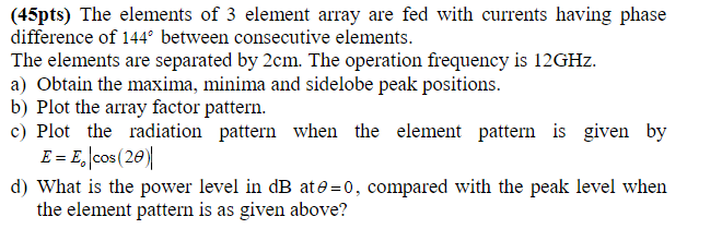 Solved The elements of 3 element array are fed with currents | Chegg.com