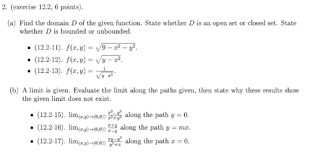 Solved 2. exercise 12.2 6 points a Find the domain D of