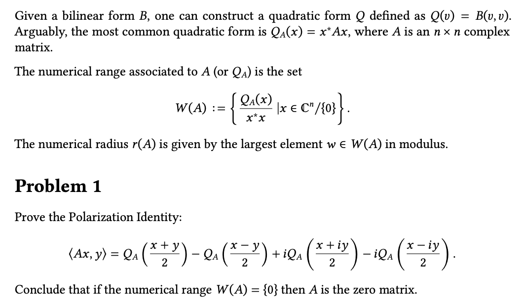 Solved Given a bilinear form B, ﻿one can construct a | Chegg.com