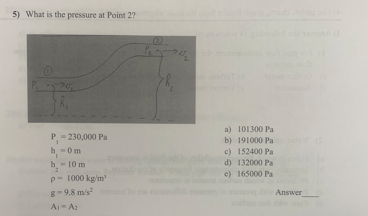 Solved 5) What is the pressure at Point 2 ? P1=230,000 Pa | Chegg.com