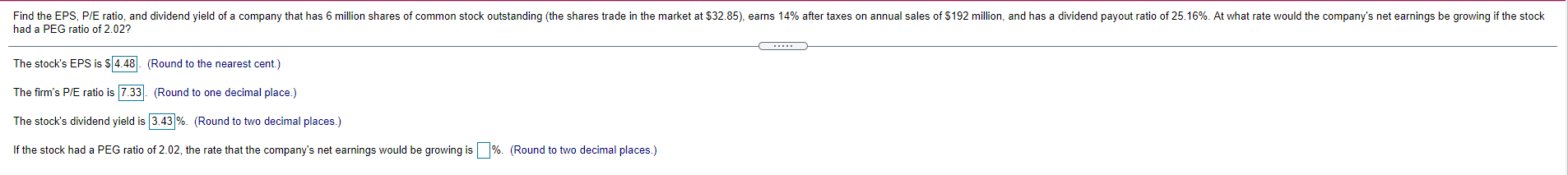 Solved Find The EPS, P/E Ratio, And Dividend Yield Of A | Chegg.com