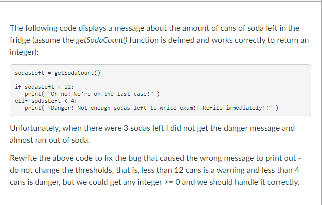 Solved The following code displays a message about the | Chegg.com