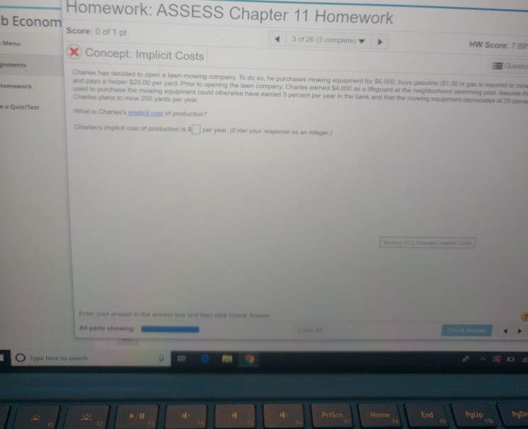 Solved Homework: ASSESS Chapter 11 Homework b Econom Score: | Chegg.com
