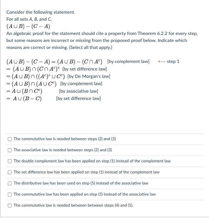 Solved Consider The Following Statement. For All Sets A, B, | Chegg.com