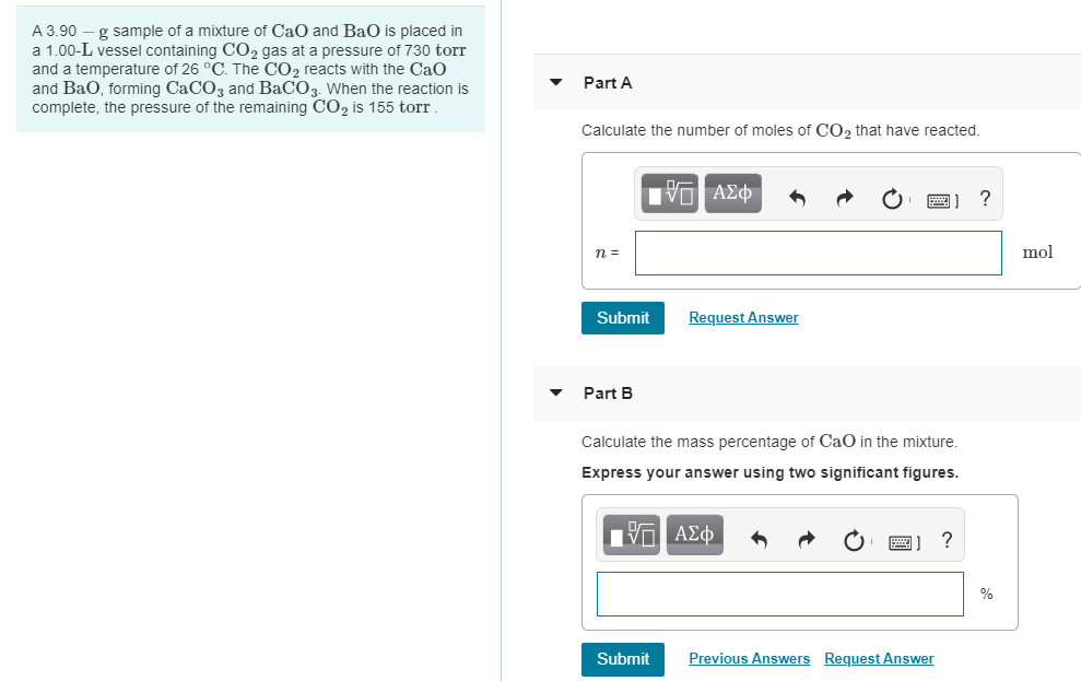 Solved A 3.90 – g sample of a mixture of Cao and Bao is | Chegg.com