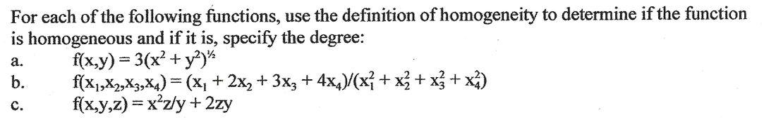 Solved ز منه For each of the following functions, use the | Chegg.com