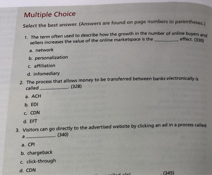 Solved Multiple Choice Select the best answer. (Answers are | Chegg.com