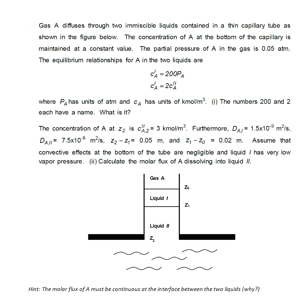 Solved Gas A Diffuses Through Two Immiscible Liquids | Chegg.com