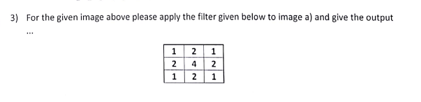 Solved 3) For the given image above please apply the filter | Chegg.com