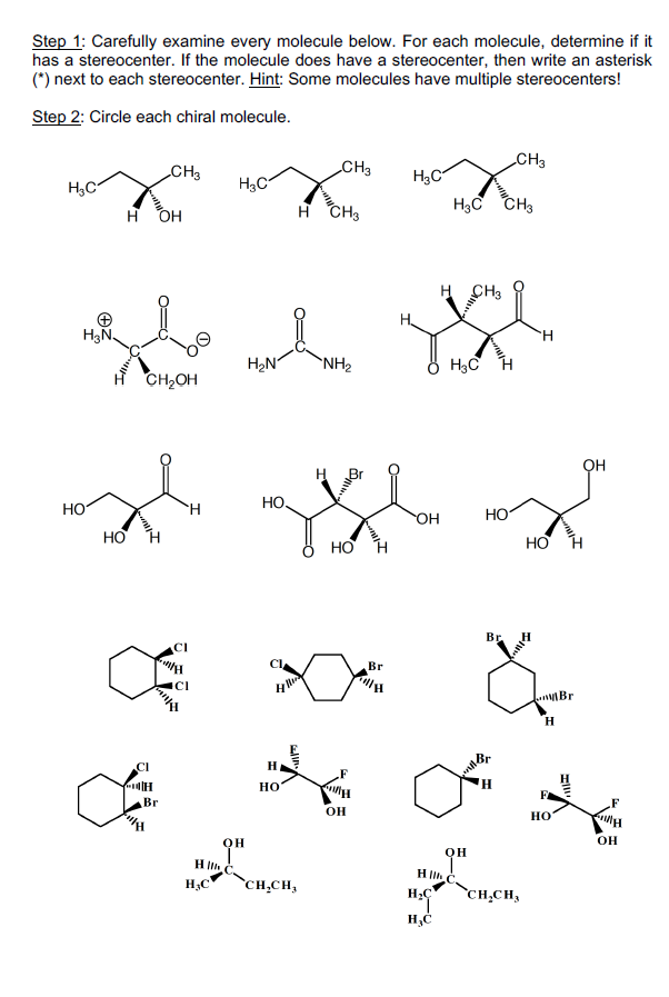 Solved Step 1: Carefully examine every molecule below. For | Chegg.com