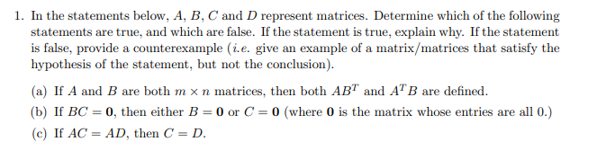 Solved 1. In The Statements Below, A,B,C And D Represent | Chegg.com