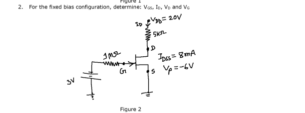 Solved 2. For the fixed bias configuration, determine: Vgs, | Chegg.com