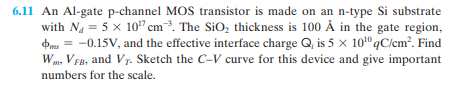 Solved 11 An Al-gate p-channel MOS transistor is made on an | Chegg.com