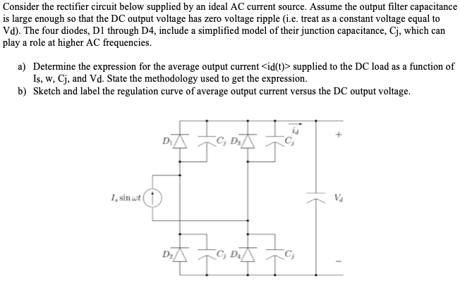 Consider the rectifier circuit below supplied by an | Chegg.com