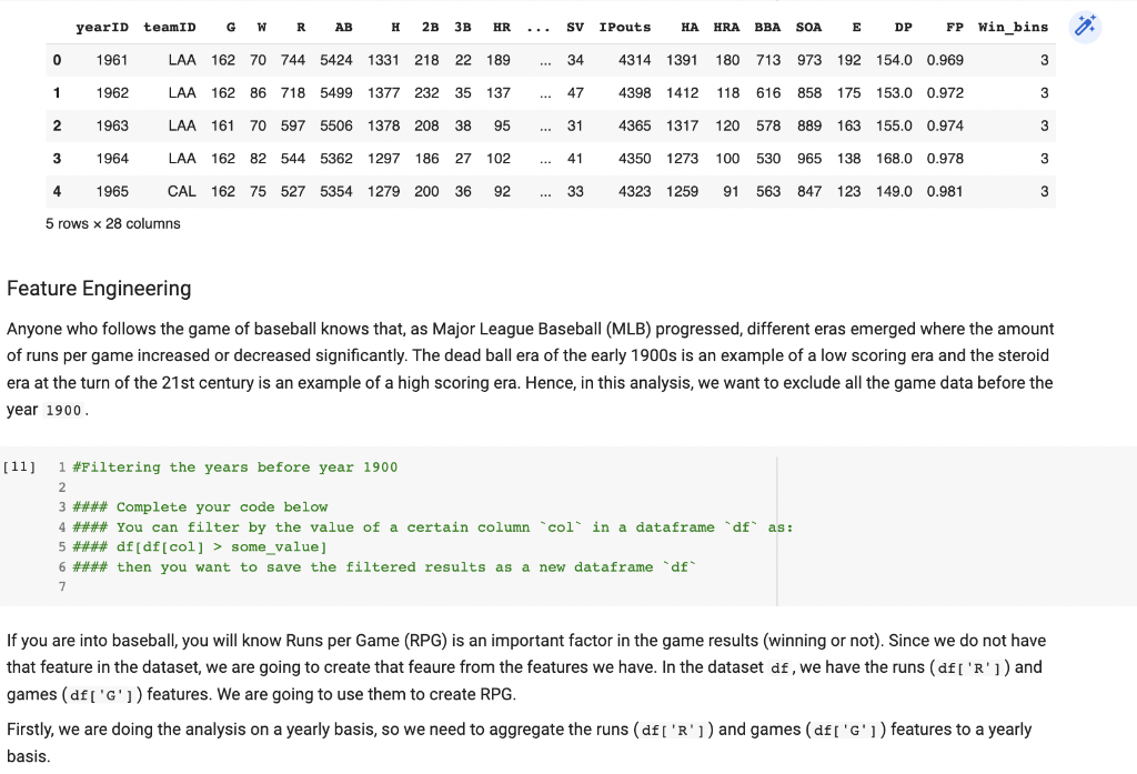 Solved Feature Engineering Anyone who follows the game of | Chegg.com