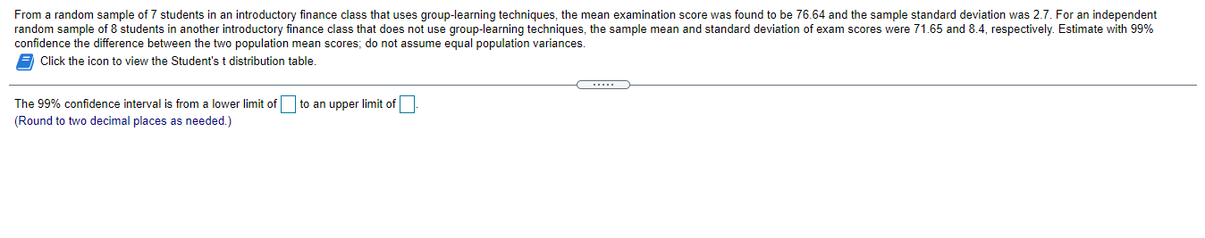 Solved From a random sample of 7 students in an introductory | Chegg.com
