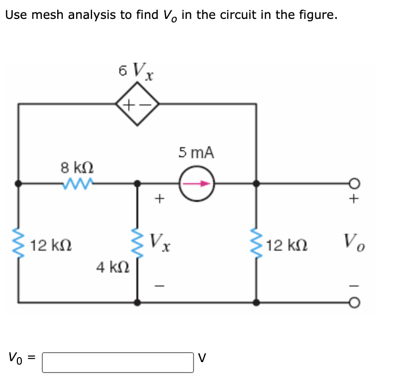 Solved Use mesh analysis to find V. in the circuit in the | Chegg.com