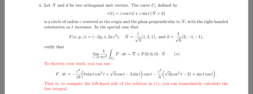 Solved 4 Let N And A Be Two Orthogonal Unit Vectors The Chegg Com