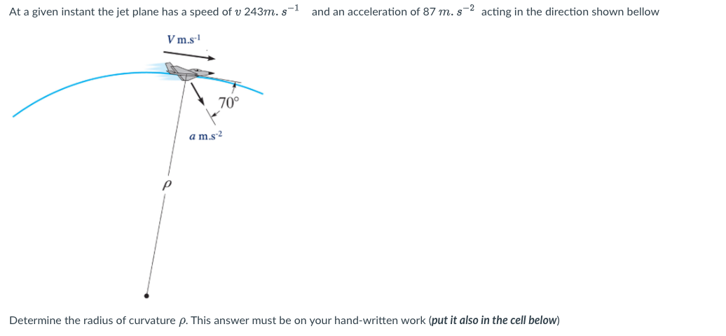 Solved Determine the radius of curvature ρ. This answer must | Chegg.com
