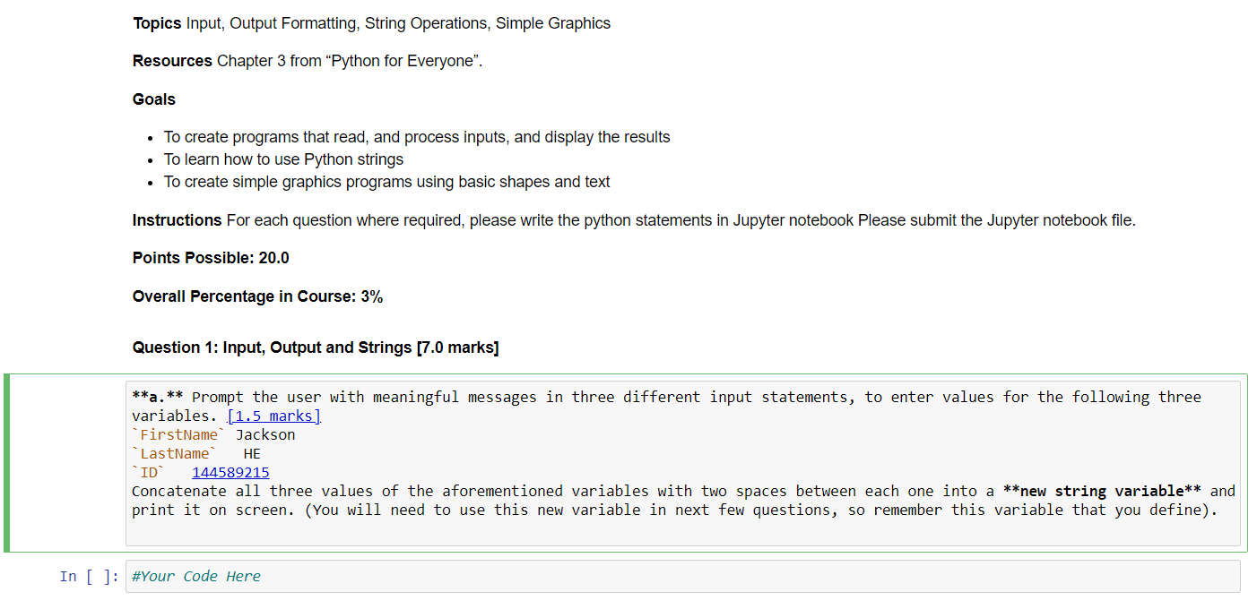 Solved Topics Input, Output Formatting, String Operations, | Chegg.com