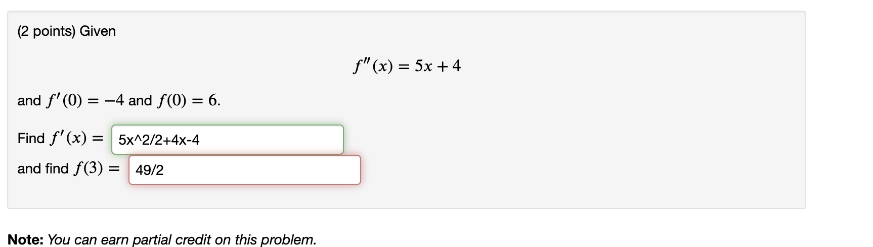 Solved 2 Points Given F X 5x 4 And F 0 4 And