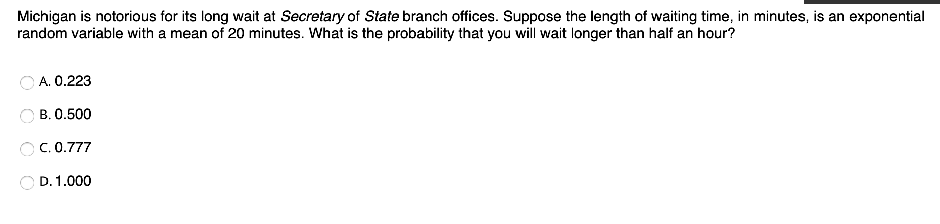 solved-michigan-is-notorious-for-its-long-wait-at-secretary-chegg