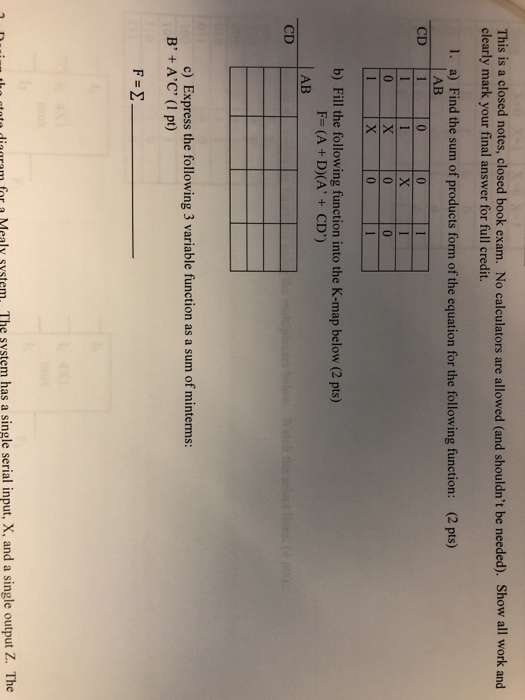 Solved This is a closed notes, closed book exam. No | Chegg.com
