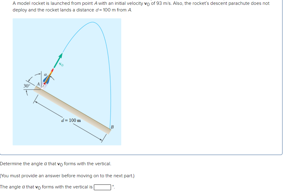 Solved A model rocket is launched from point A with an