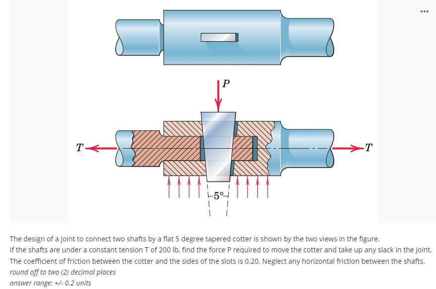 Solved The design of a joint to connect two shafts by a flat