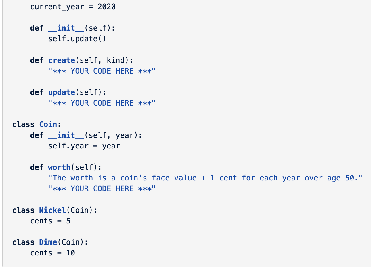 Solved Python class Mint: 