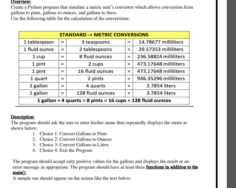 Solved Overview Create a Python program that simulate a Chegg