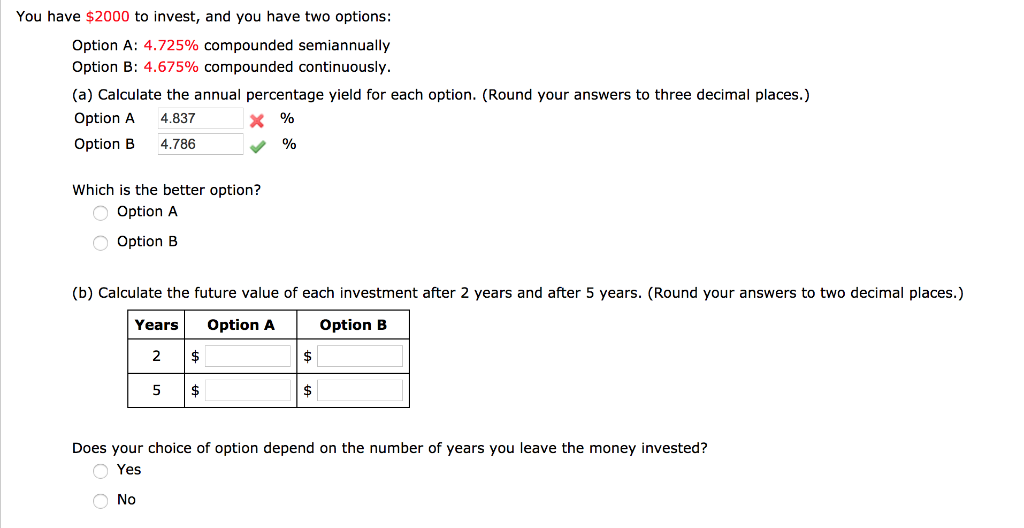 Solved You have $2000 to invest, and you have two options: | Chegg.com