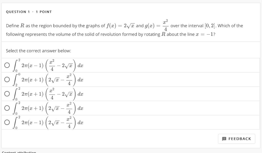 Define R as the region bounded by the graphs of | Chegg.com