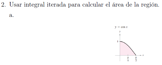 2. Usar integral iterada para calcular el área de la región.