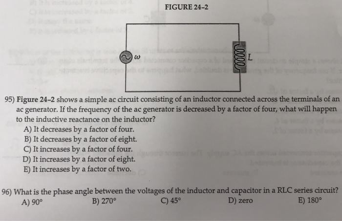 Solved FIGURE 24-2 95) Figure 24-2 shows a simple ac circuit | Chegg.com