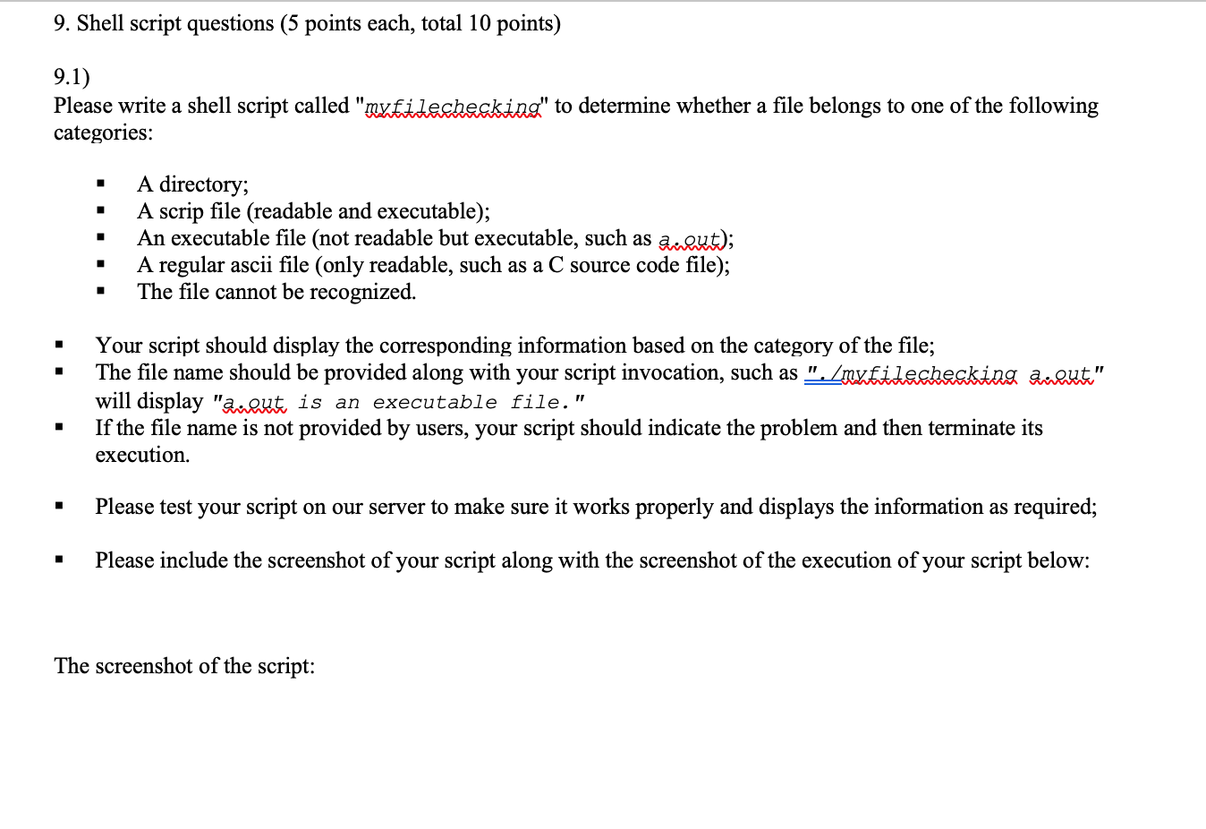 9. Shell script questions (5 points each, total 10 | Chegg.com