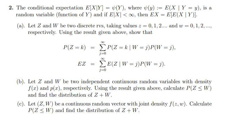 2 The Conditional Expectation E X Y V Y Where Chegg Com