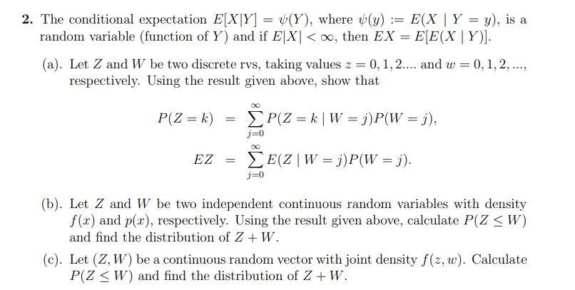 2 The Conditional Expectation E X Y V Y Wher Chegg Com