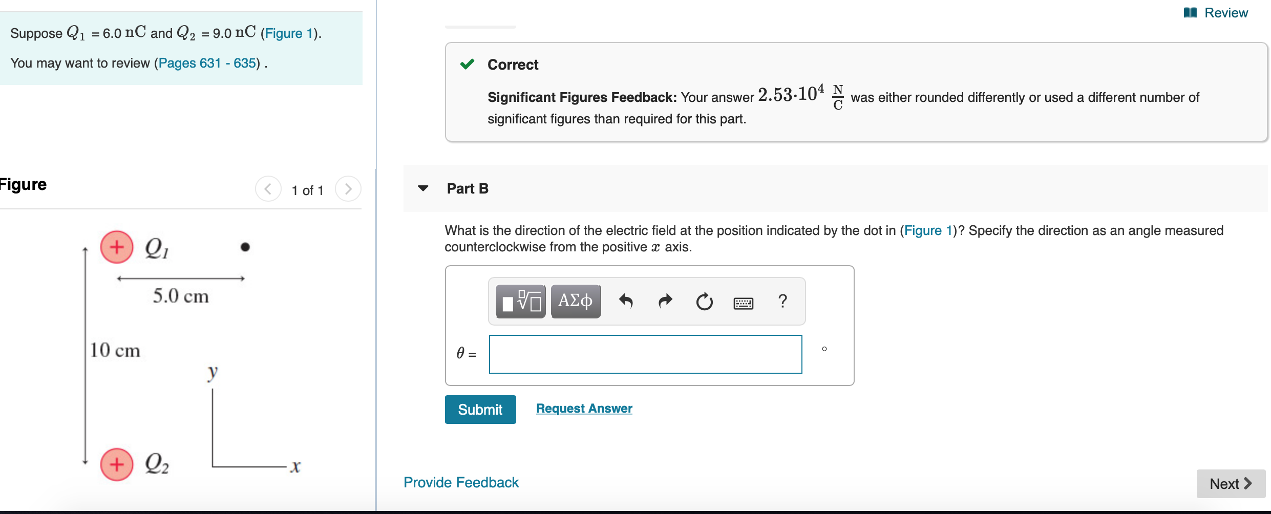 Solved 11 Review Suppose Q1 = 6.0 nC and Q2 = 9.0 nC (Figure | Chegg.com