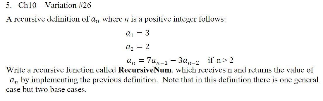 Solved 5. Ch10Variation #26 A recursive definition of an | Chegg.com