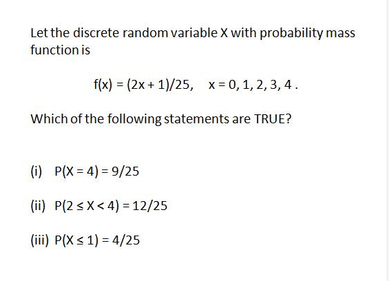 Solved Let The Discrete Random Variable X With Probability | Chegg.com